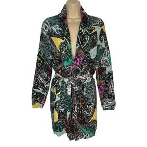 Sundance Cardigan Medium Cotton Linen Blend Multicolor Paisley Belt